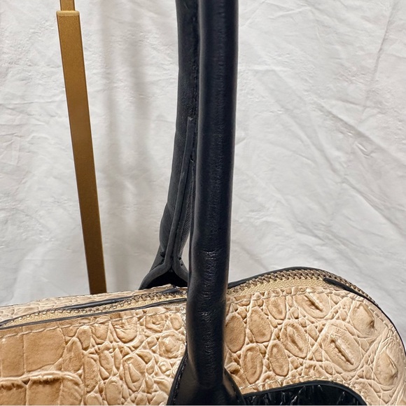 Women's Croc-Embossed Shoulder Bag - Black, Tan, Brown - Picture 6 of 15